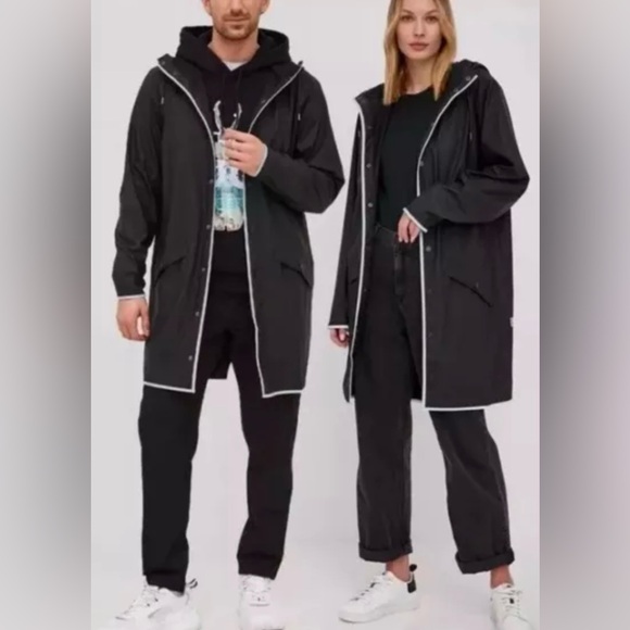 Rains Other - Rains Long Jacket Reflective Size Large Black Waterproof Raincoat New Boatlife